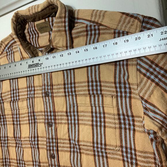 St. John's Bay Men Button Down Flannel Shirt size XL Yellow & Brown Plaid Cozy - Picture 3 of 9